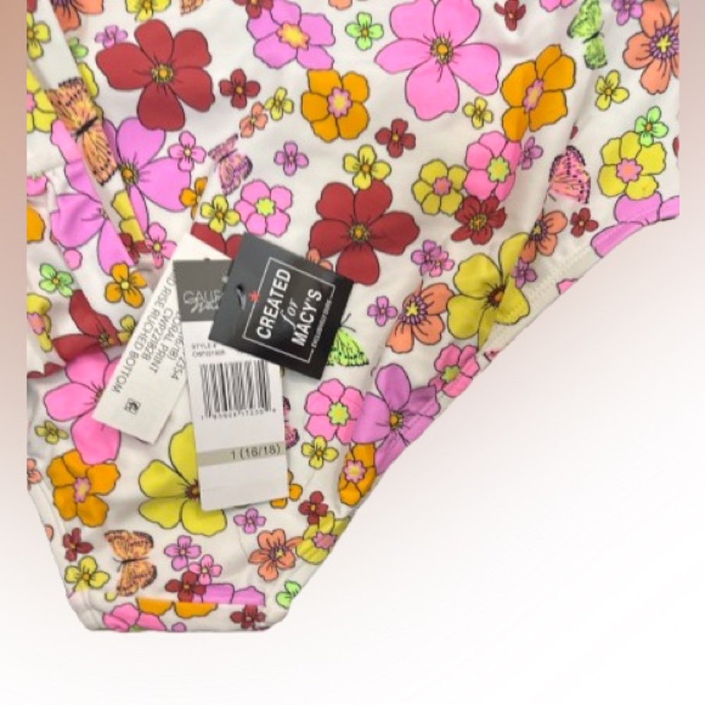 ✨California Waves Plus Size Floral-Print Swim Bottoms Size 1 (16/18) - Picture 4 of 4